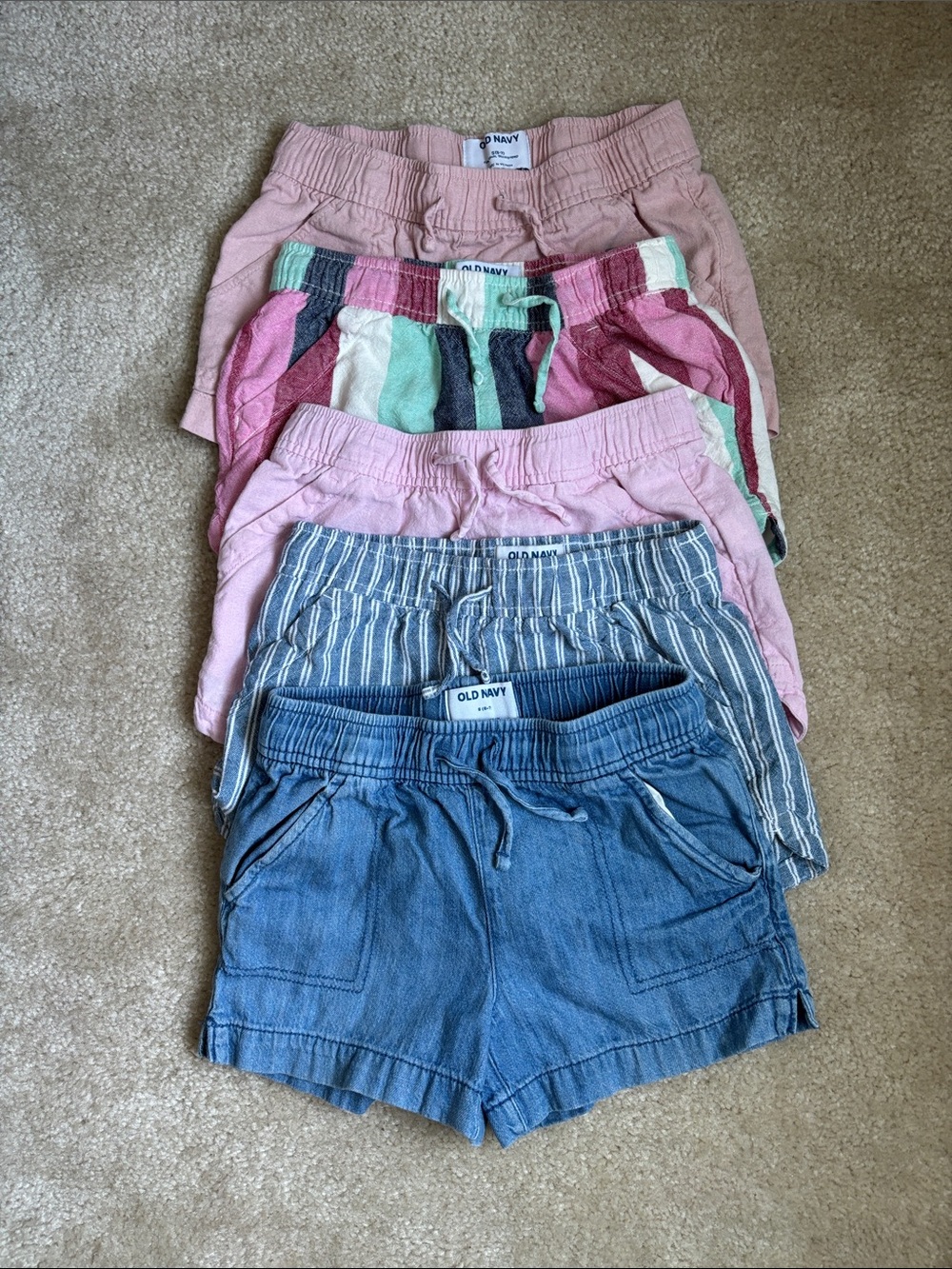 LOT Old Navy Girls Shorts  Size 6-7 Pink, Multi, Light Pink, Blue & Striped
